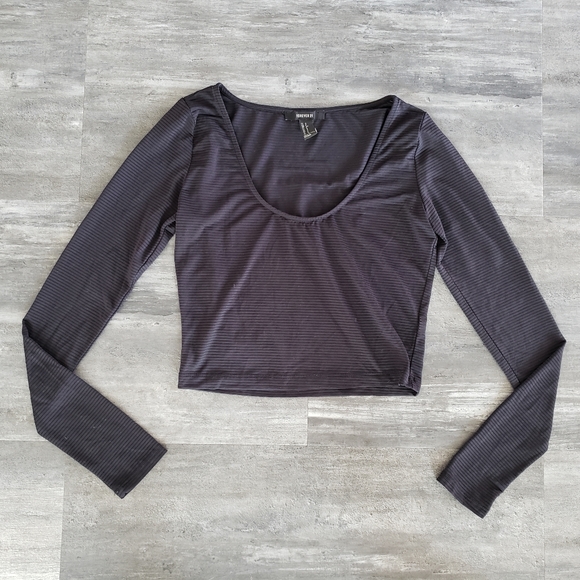 Forever 21 Tops - Black Sheer Detailed F21 Ribbed Long Sleeve
